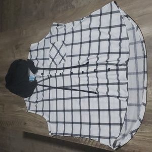 M.Fasis black/White sleeveless hoodie top 1x